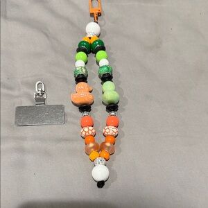 Handmade beaded phone charm with case adapter